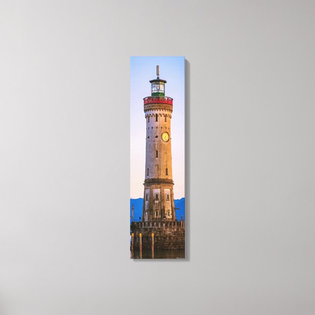 Lindau Lighthouse Harbour View Lodrät Canvas Art (Framsida)
