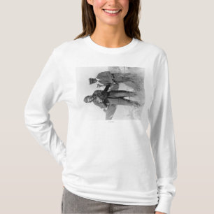 Lindbergh och Wright med det skeppsbrutna flygplan T-shirt