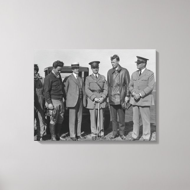 Lindbergh och Wright vid Wright Fält Photograph Canvastryck (Framsida)