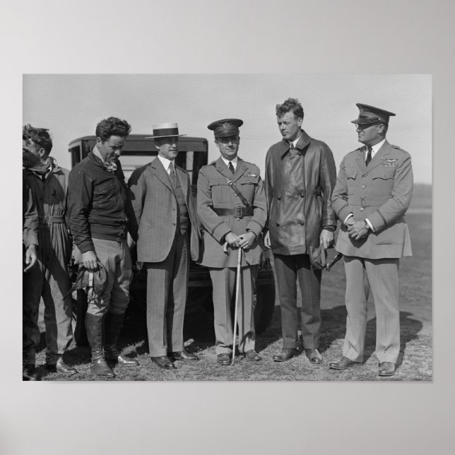 Lindbergh och Wright vid Wright Fält Photograph Poster (Framsidan)