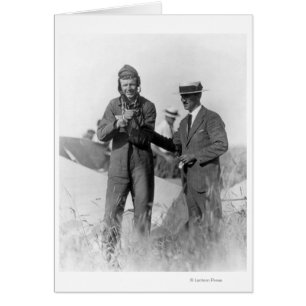 Lindbergh och Wright - Wrecked Flygplan Hälsningskort