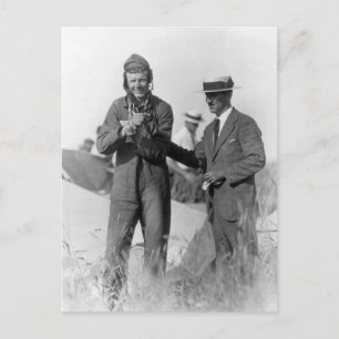 Lindbergh och Wright - Wrecked Flygplan Vykort