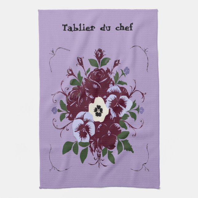 Linde de Cuisine Bouquet de Violettes Personnalisé Kökshandduk (Vertikal)