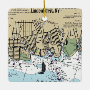 Lindenhurst NY Nautical Diagram Julgransprydnad Keramik