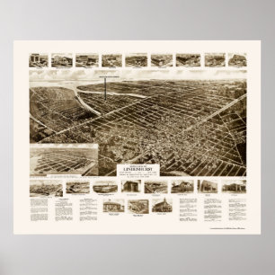 Lindenhurst panorama- karta för NY - 1926 Poster