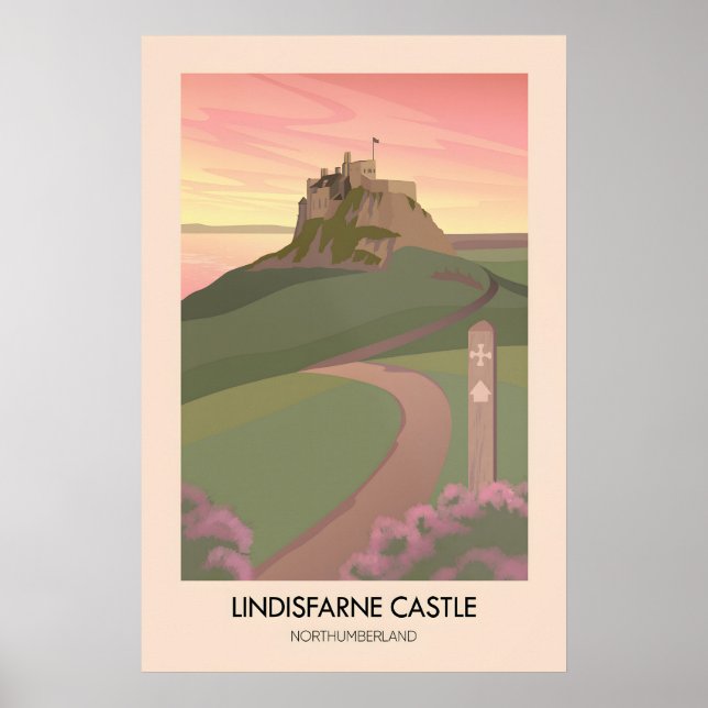 Lindisfarne Castle Northumberland Resemålning Affi Poster (Framsidan)