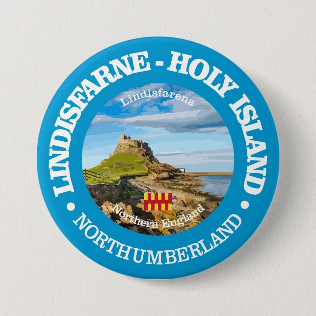 Lindisfarne - Heliga Island (rd) Knapp (Framsida)