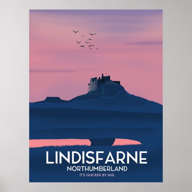 Lindisfarne Northumberland Castle resemalj. Poster (Framsidan)