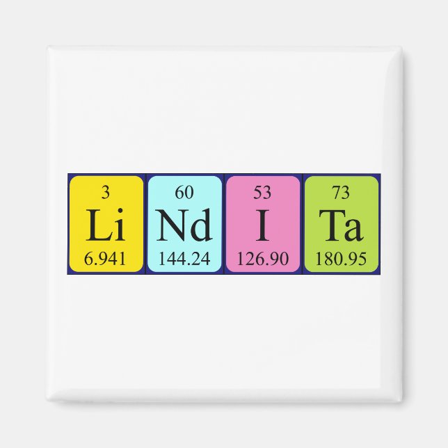 Lindita periodiskt bord namn magnet (Framsidan)