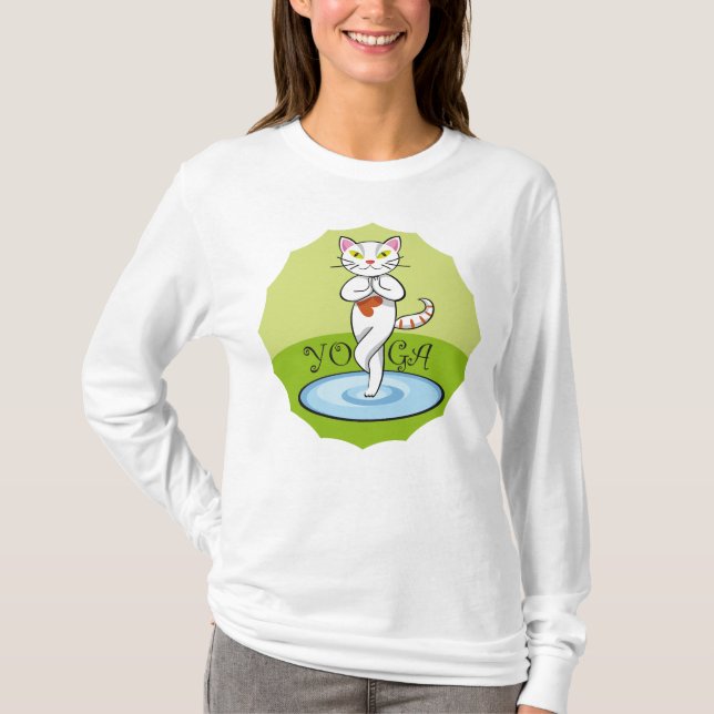 Lindo gato yoga t shirt (Framsida)
