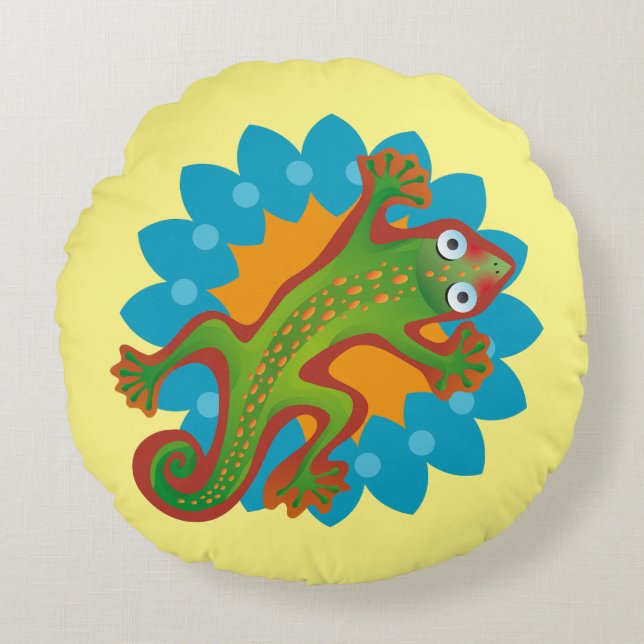 Lindo lagarto verde rund kudde (Framsidan)