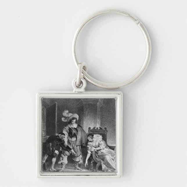 Lindors brev fyrkantig silverfärgad nyckelring (Framsidan)