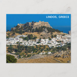 Lindos Greece Castle Rhodes Island Greece Travel Vykort