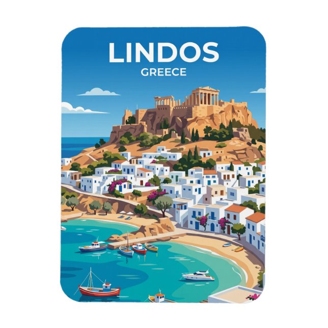 Lindos Grekland Magnet (Vertikal)