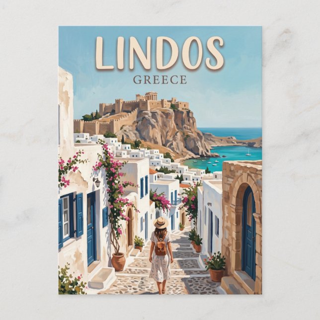 Lindos Grekland Vykort (Framsida)