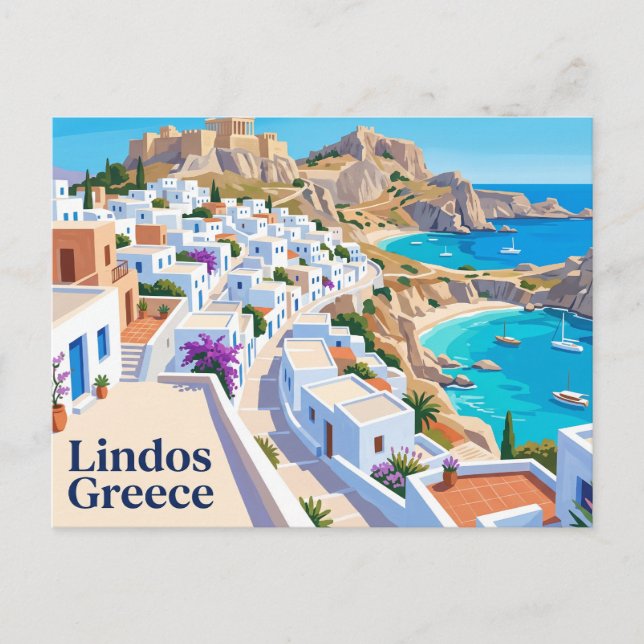Lindos Grekland Vykort (Framsida)
