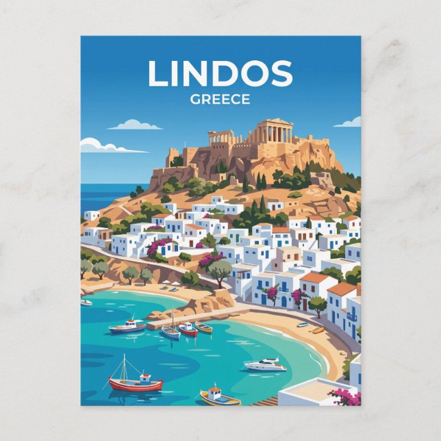 Lindos Grekland Vykort (Framsida)