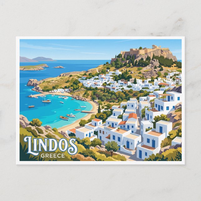 Lindos Grekland Vykort (Framsida)