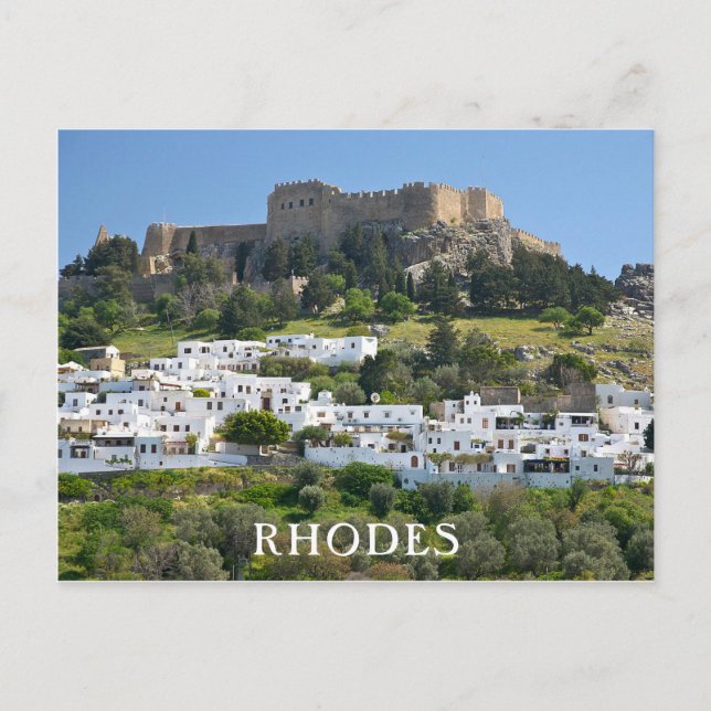 Lindos, ön Rhodes, Greklands vykort (Framsida)