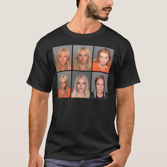 LINDSAY LOHAN MUGSHOTS Poster T Shirt (Framsida)