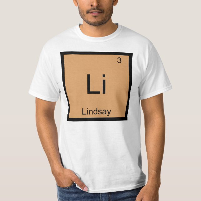 Lindsay Namn Kemi Element Periodiska Systemet T-shirt (Framsida)