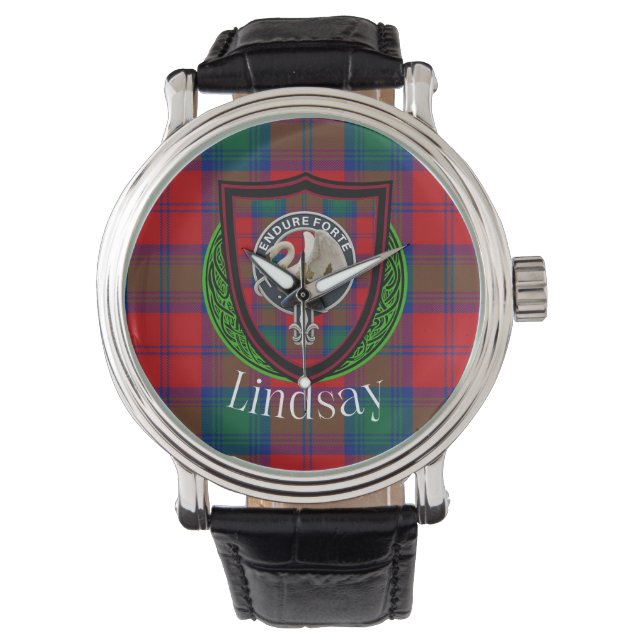 Lindsay Scottish Clan Tartan & Crest Armbandsur (Framsida)