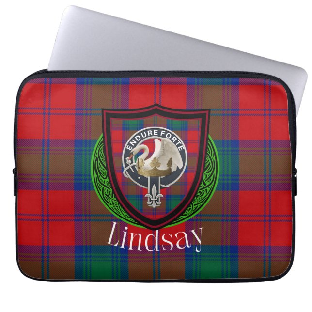 Lindsay Scottish Clan Tartan & Crest Laptop Fodral (Framsidan)