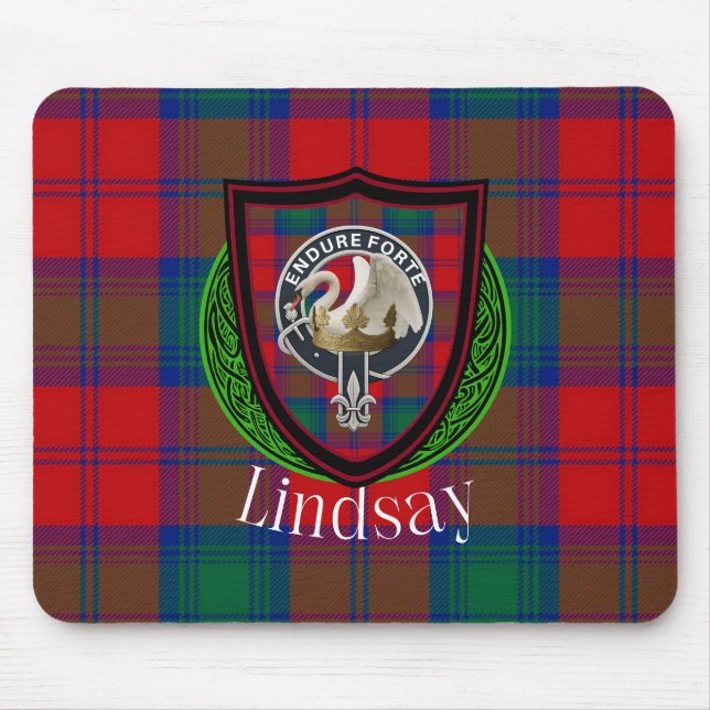 Lindsay Scottish Clan Tartan & Crest Musmatta (Framsidan)