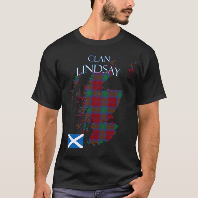 Lindsay Scottish Klan Tartan Scotland T Shirt (Framsida)