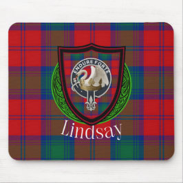 Lindsay skotska klan tartan och vapen musmatta
