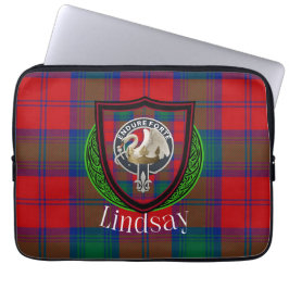 Lindsay skotska klan tartan och vapensköld laptop fodral