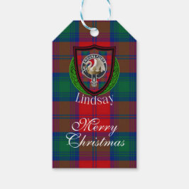 Lindsay skotska klan tartan och vapensköld presentetikett