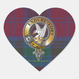 Lindsay Tartan & Badge Hjärtformat Klistermärke