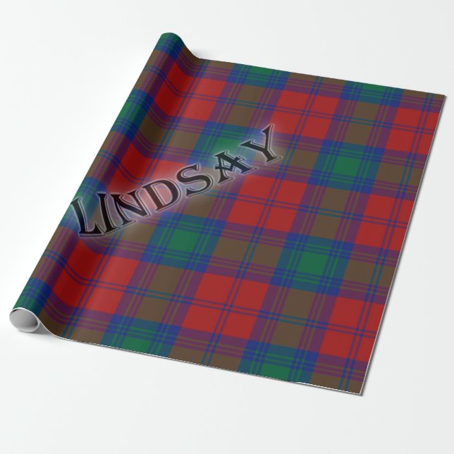Lindsay Tartan med efternamn Presentpapper (Utrullad)