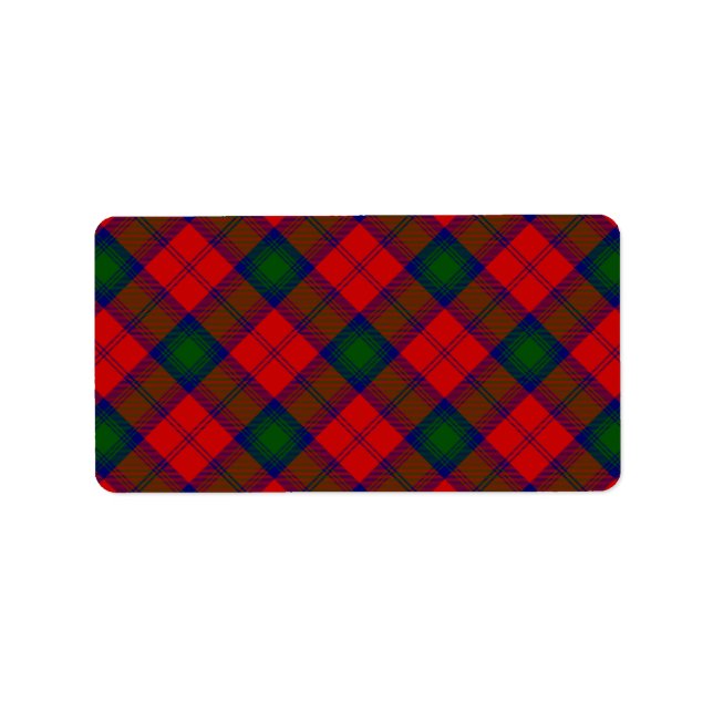 Lindsay tartan Red grönt plaid Adressetikett (Framsidan)