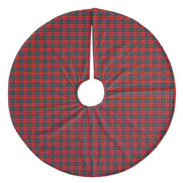 Lindsay tartan Red grönt plaid Julgransmatta Fleece (Framsidan)
