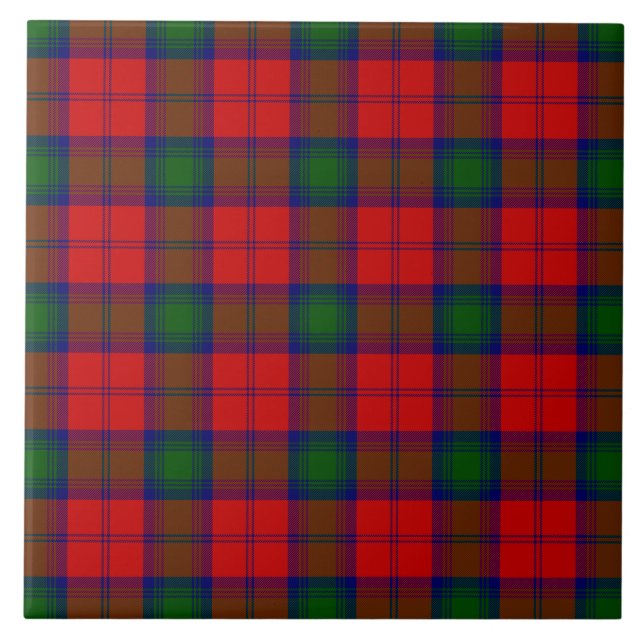 Lindsay tartan Red grönt plaid Kakelplatta (Framsidan)