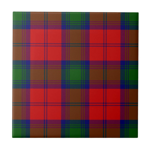 Lindsay tartan Red grönt plaid Kakelplatta (Framsidan)