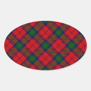 Lindsay tartan Red grönt plaid Ovalt Klistermärke
