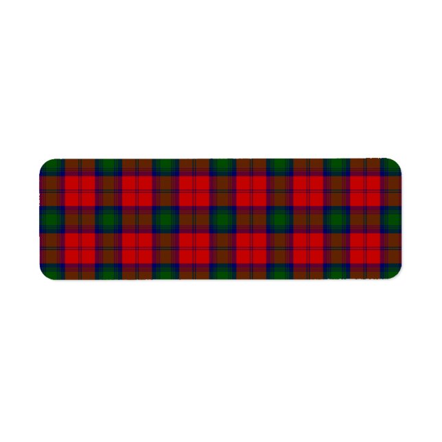 Lindsay tartan Red grönt plaid Returadress Etikett (Framsidan)