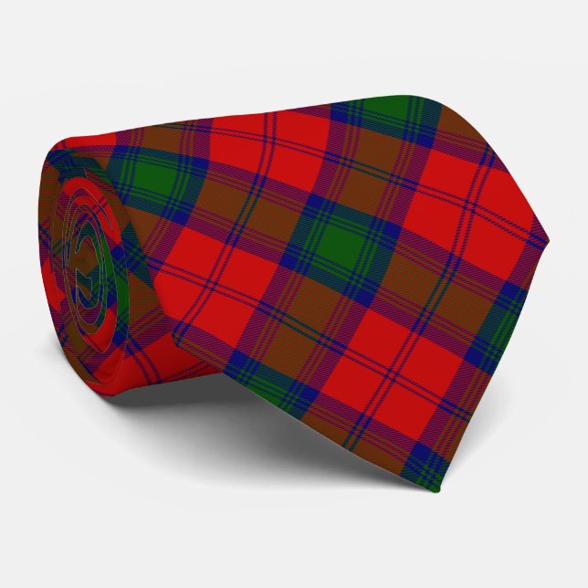 Lindsay tartan Red grönt plaid Slips (Rullad)