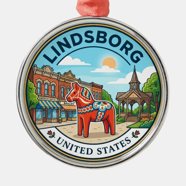 Lindsborg Kansas Julgransprydnad Metall (Framsidan)