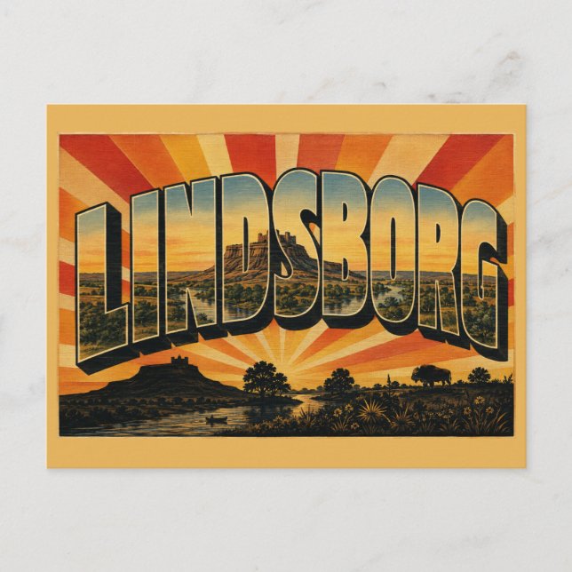 Lindsborg Kansas Sandstensbutte Präri Konst Vykort (Framsida)