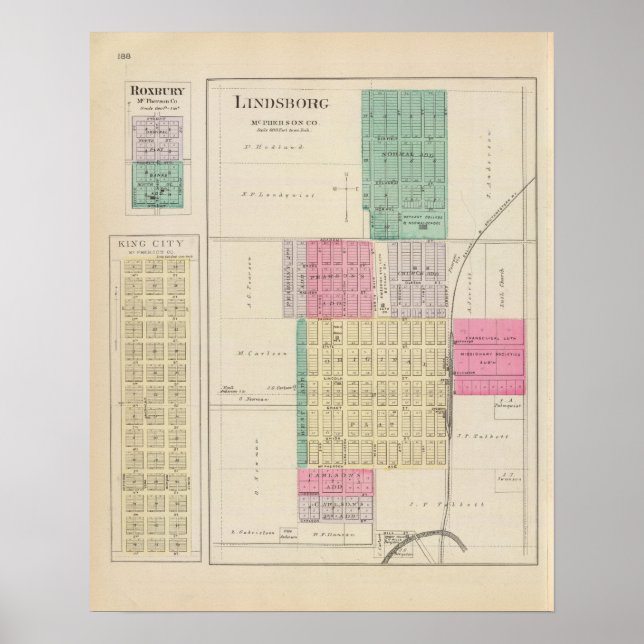 Lindsborg, Kung City, Roxbury, Kansas Poster (Framsidan)