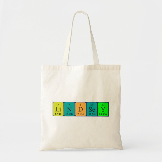 Lindsey periodisk bord namn tote bag tygkasse (Framsidan)