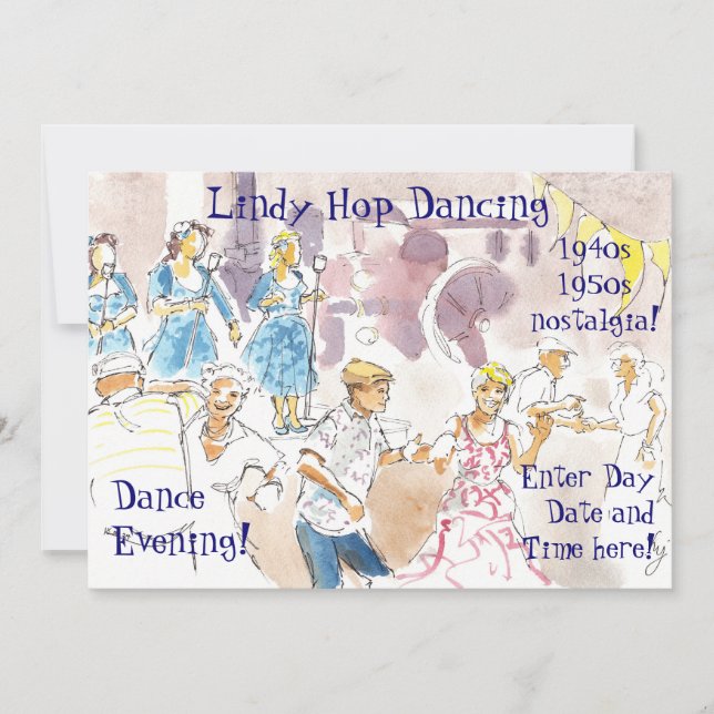 Lindy Skutt Swing Dancing Inbjudningar (Framsida)