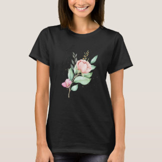 Line Aesthetic Motif Woman med Flowers Costume T Shirt