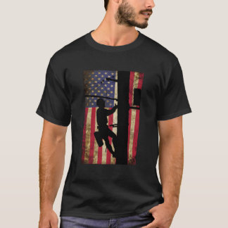 Line American Flag Electric Cable T Shirt