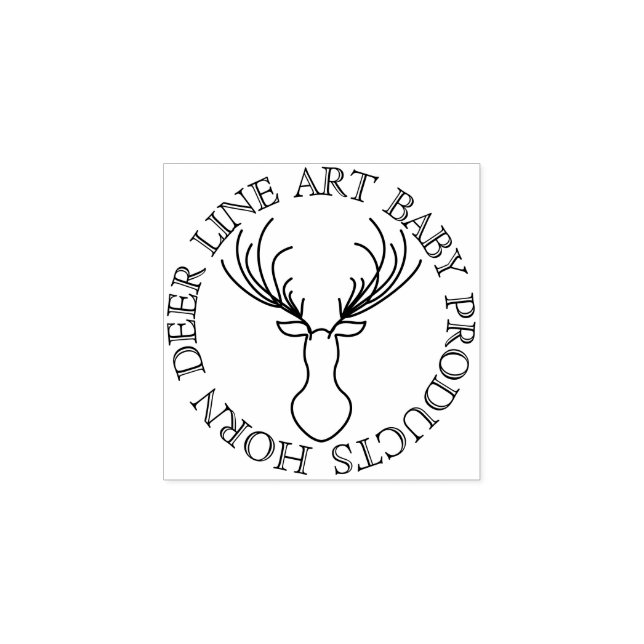 Line Animal Circle Ram Cute Horn Hjort Stämpel (Tryck)