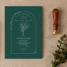 Line Art Arch Bouquet Emerald Bröllop
